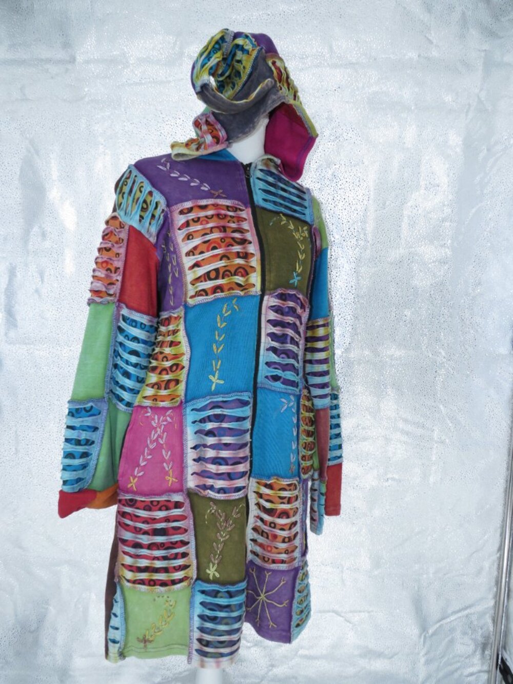 Shop Therapy Nepal Patchwork Boho Hoodie – Handmade 100% Cotton Grunge Festival